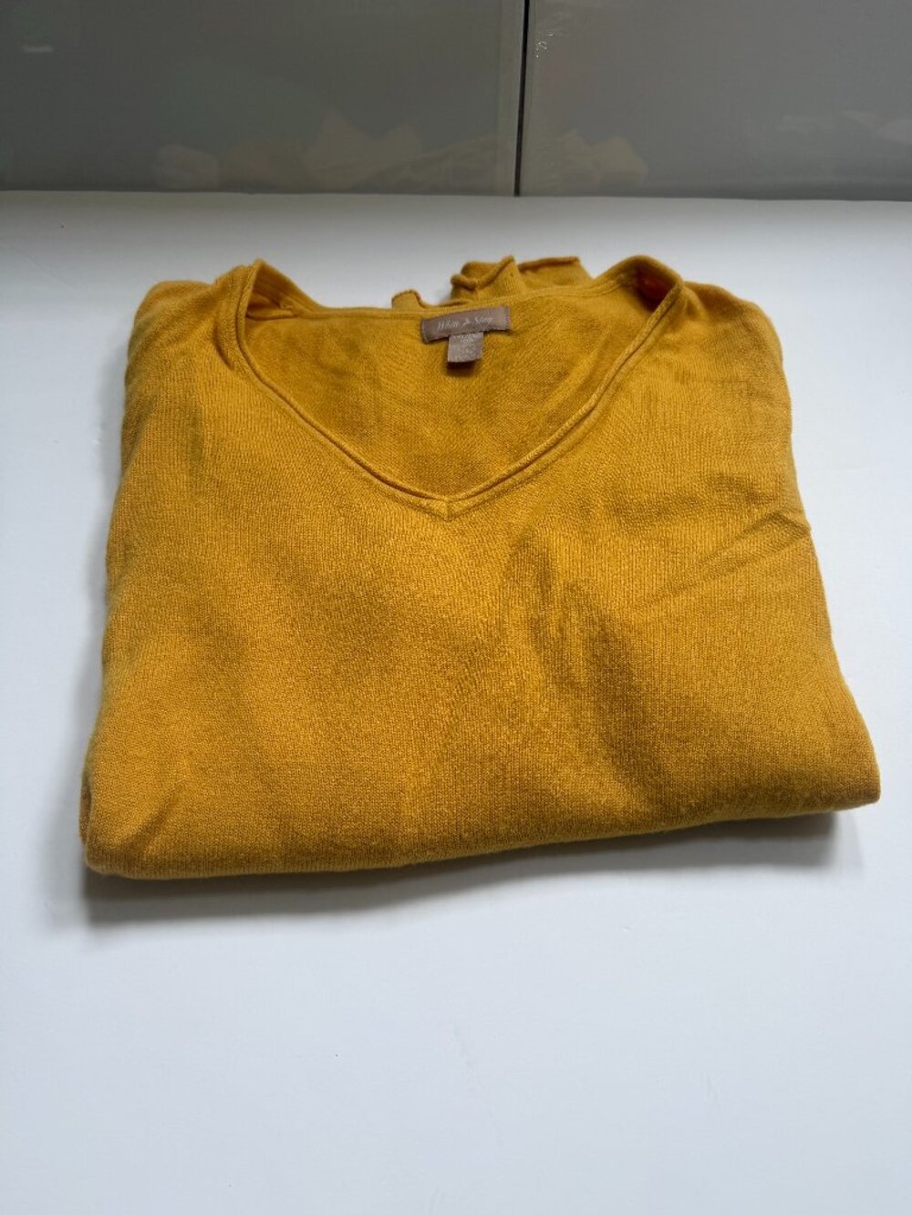 White Stag Mustard Yellow Long Sleeve V-Neck Sweater W 2X
